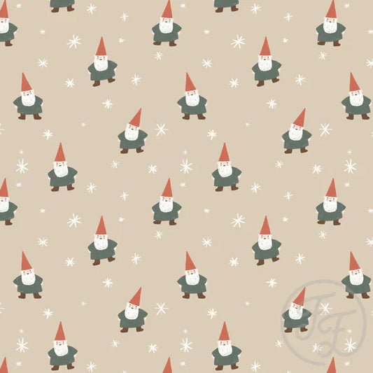 Family Fabrics | Christmas Gnome and Stars Small Beige | 100-1782 (by the full yard)
