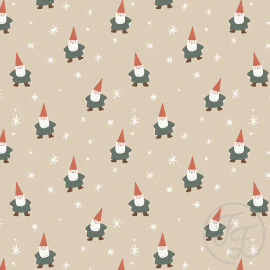 Family Fabrics | Christmas Gnome and Stars Small Beige | 100-1782 (by the full yard)