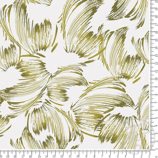 Family Fabrics | Olive Sooth Strokes in White | 112-139 (by the full yard)