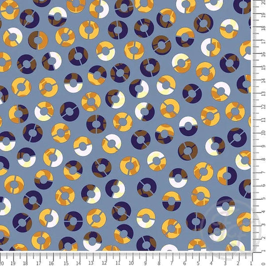 Family Fabrics | Yellow and White Tonal Disks | 112-158 (by the full yard)